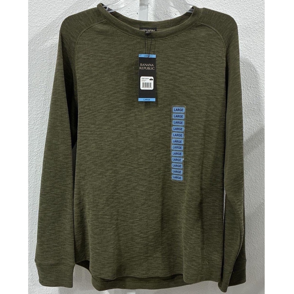Banana Republic Mens Olive Night Slub Crewneck Sweater NMT0188S Large NWT